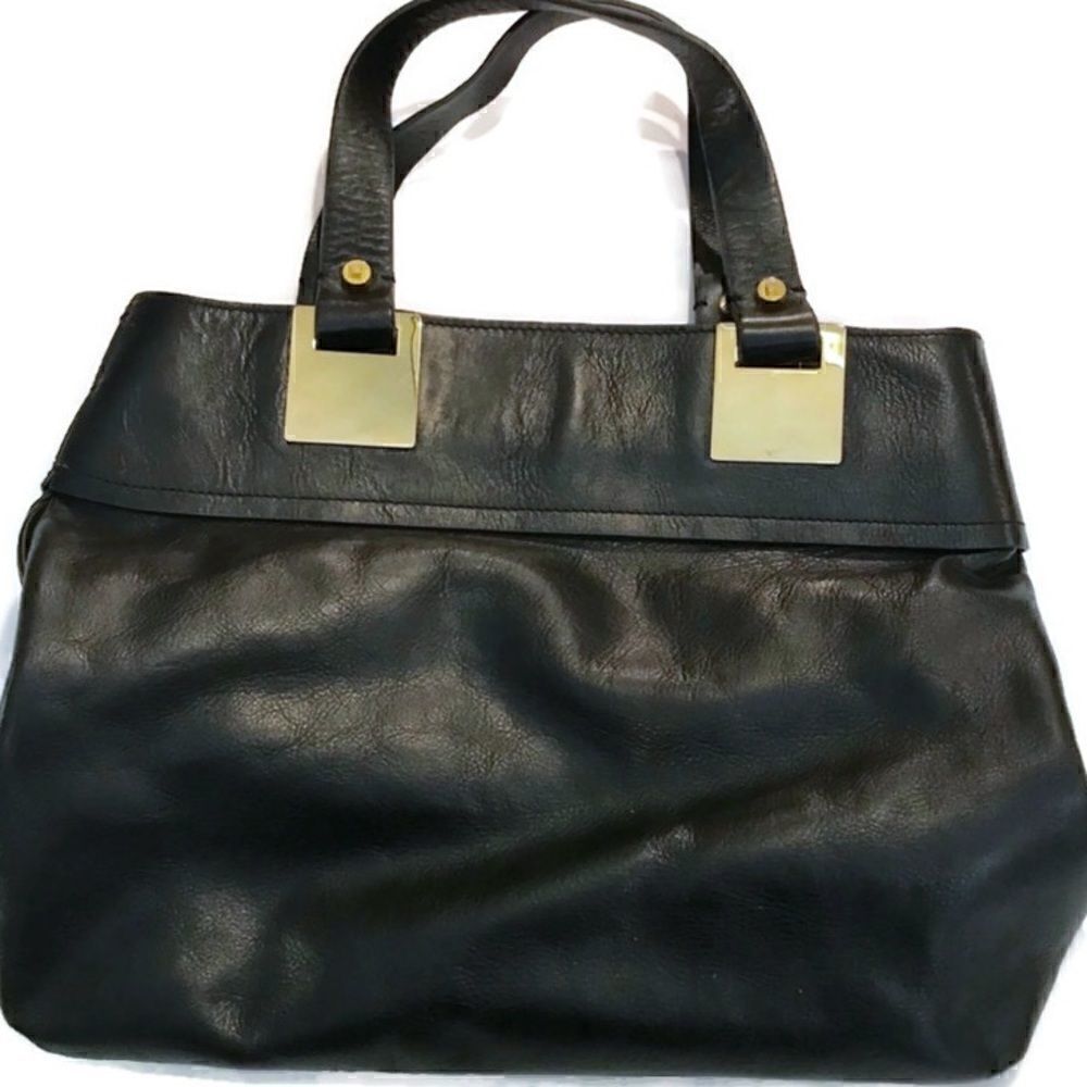 Ellen Tracy 100% Leather Bag In Black